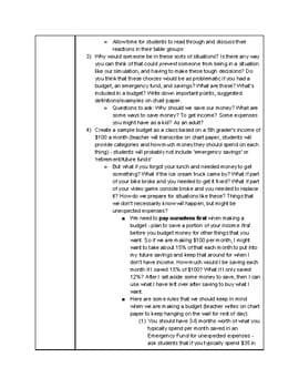 5th/6th Grade Budgeting Lesson Plan