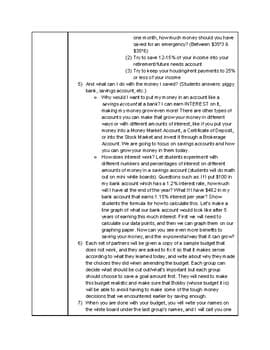 5th/6th Grade Budgeting Lesson Plan