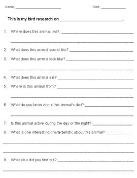 Backyard Birds Research Form