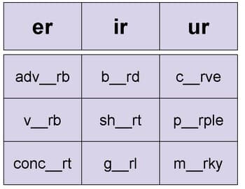 Bossy R Sort (er/ir/ur)