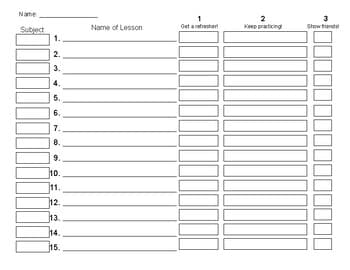 Lesson Record Sheets for Students - Montessori