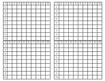 Montessori Multiplication Pythagoras Board Recording Sheets